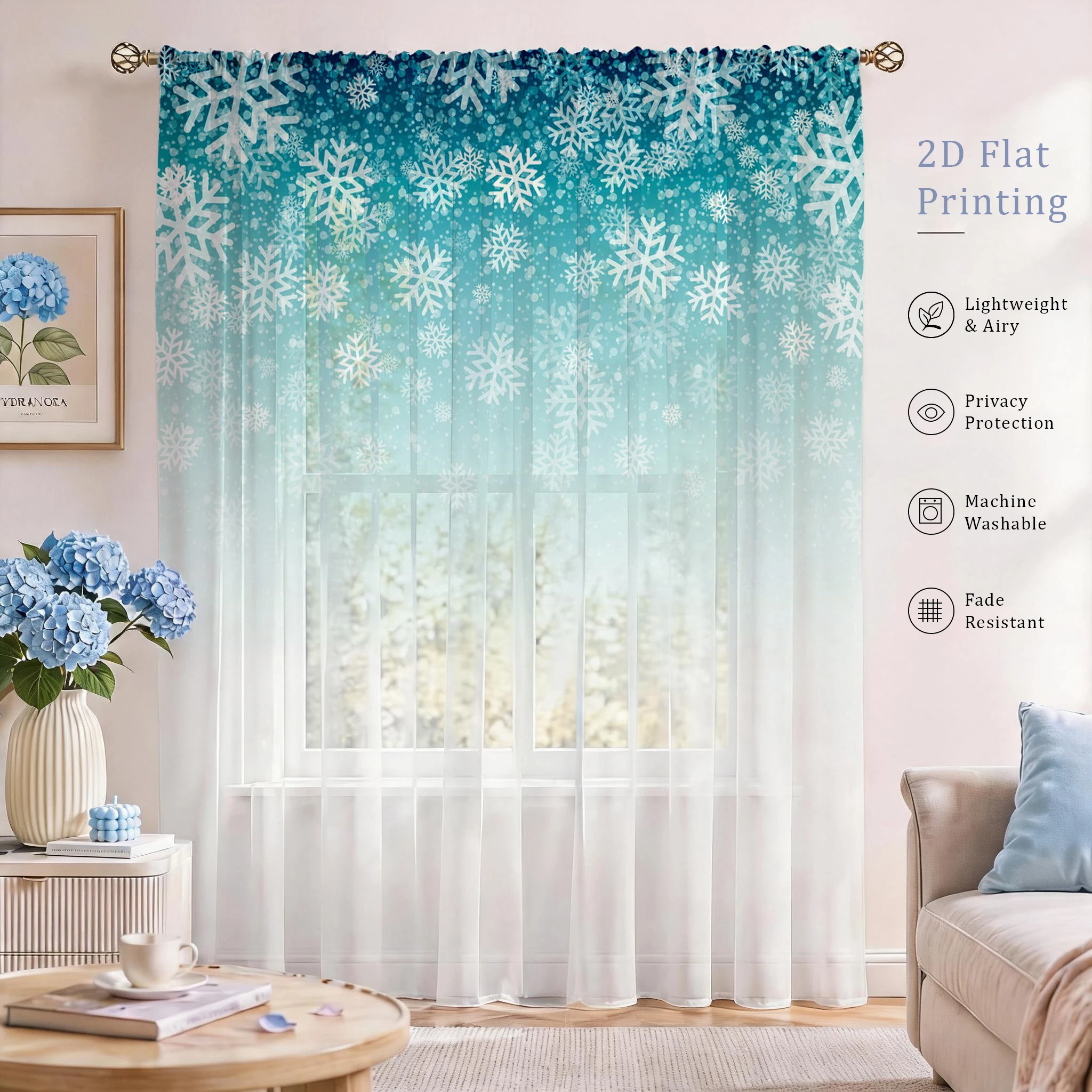 Good Floral & Wedding Decor Supply Photos - Floral Gradient Sheer Curtain, Good Quality