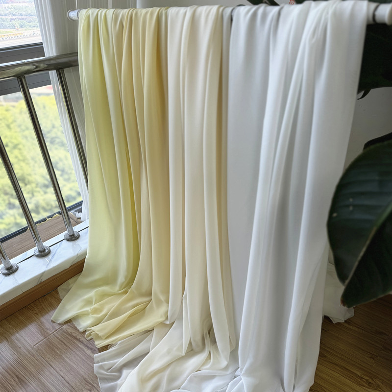 Wedding Backdrop Curtain - White Yellow Chiffon Fabric Bridal Wedding