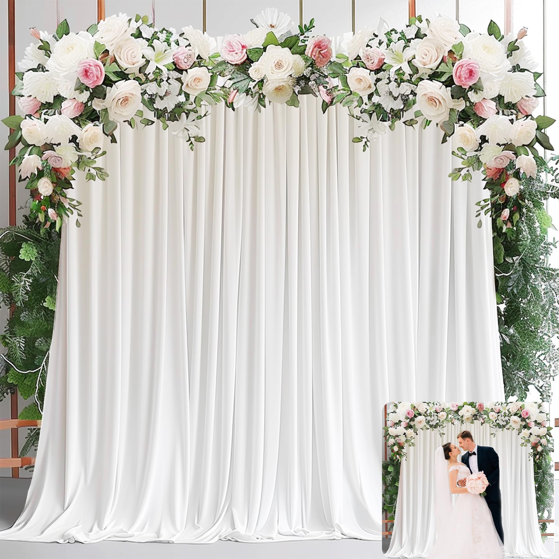 Wedding Backdrop Curtain - White Backdrop Curtains for Parties -