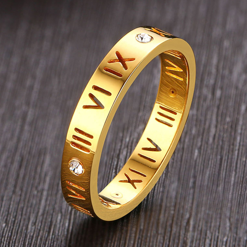 Wedding Zone - Hollow Roman Numeral Ring Stainless Steel