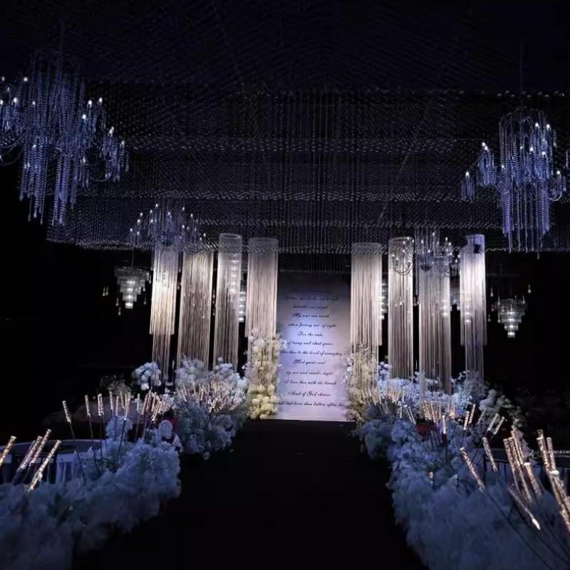 3PCS White Encrypted Line Curt - đánh giá và giá Wedding Backdrop Curtain