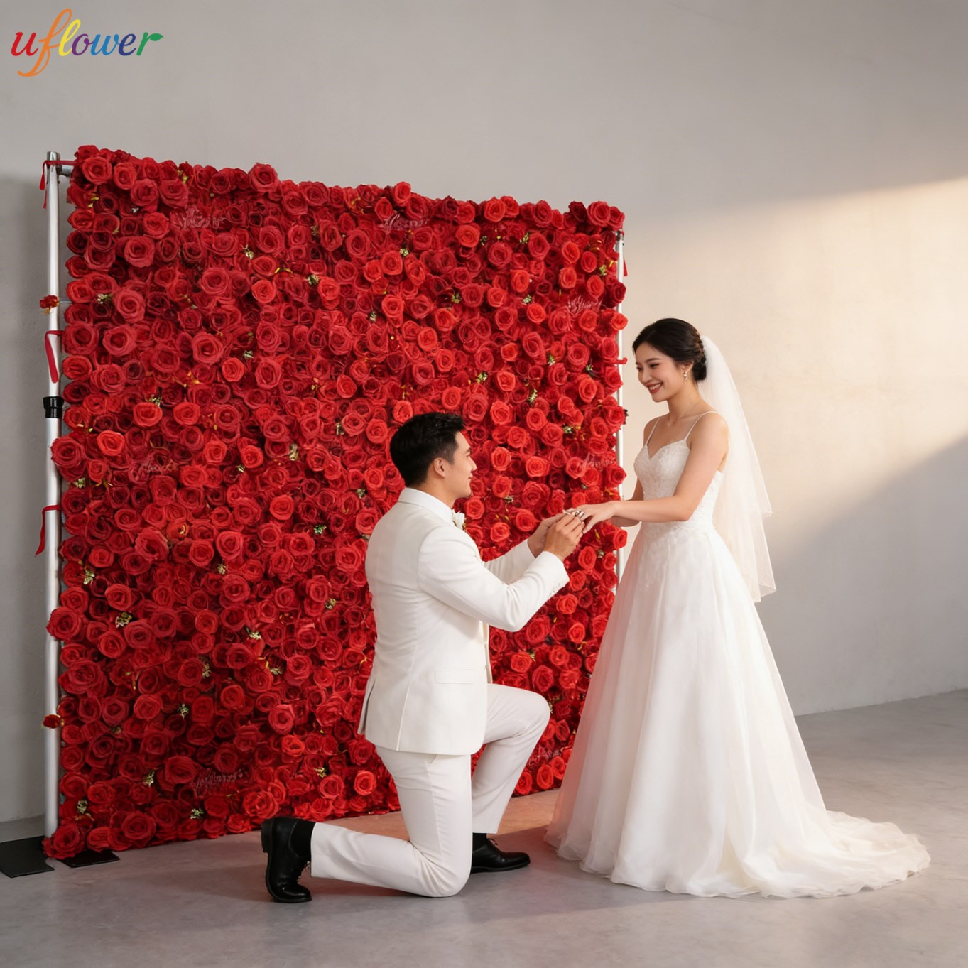 Uflower Red Rose Artificial Fl - đánh giá và giá Wedding Backdrop Curtain