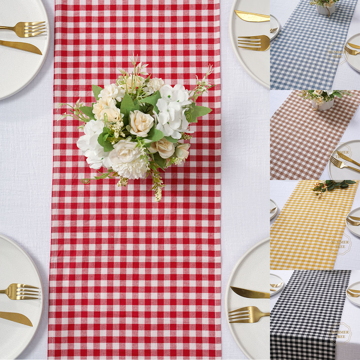 Rustic Plaid Cotton Table Runn - đánh giá và giá Wedding Ceremony Supply