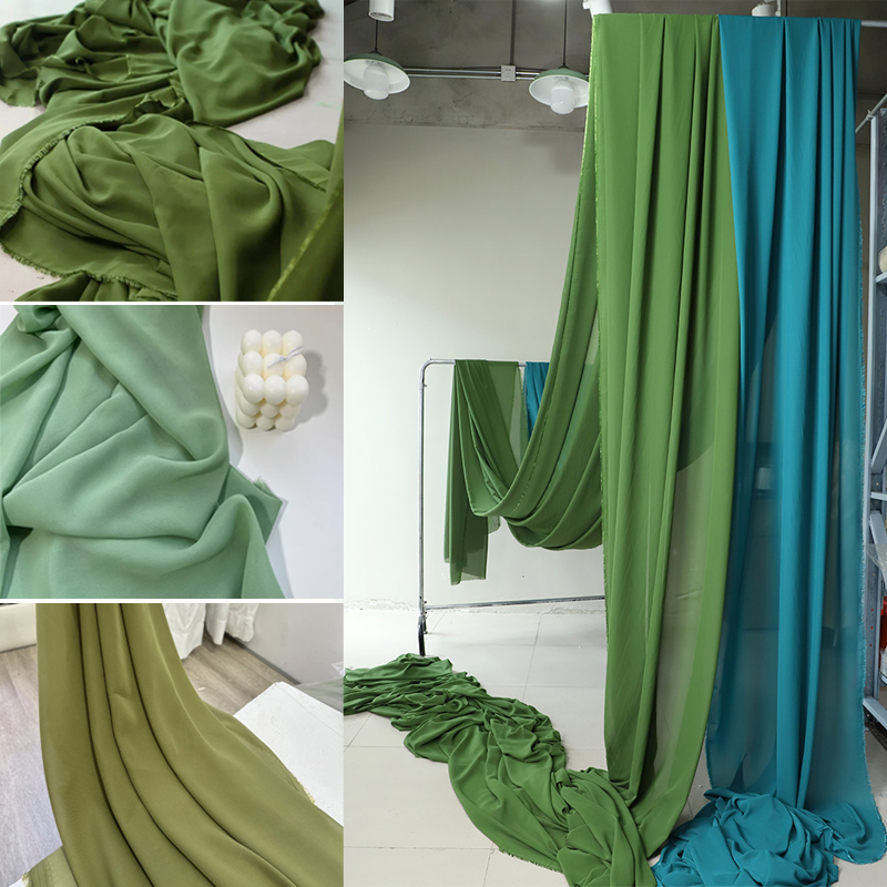 Olive Avocado Green Chiffon Fa - đánh giá và giá Wedding Backdrop Curtain
