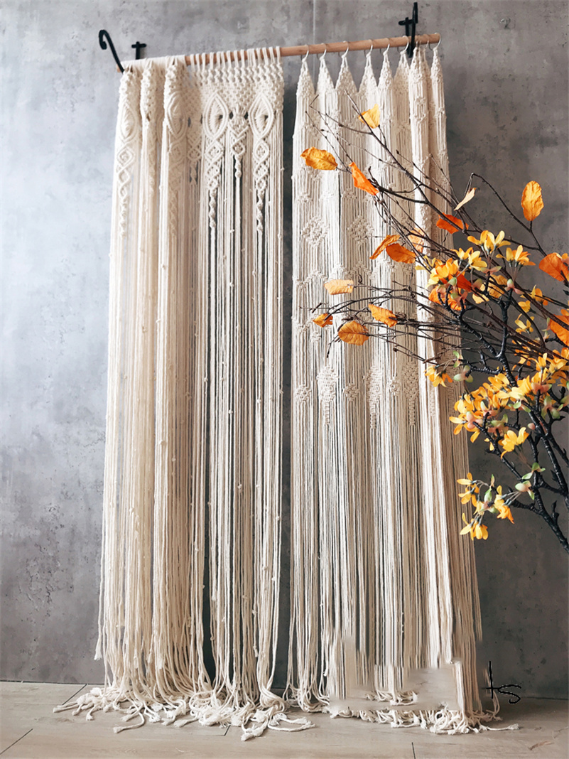 Hand-woven Bohemia Macrame Cot - đánh giá và giá Wedding Backdrop Curtain