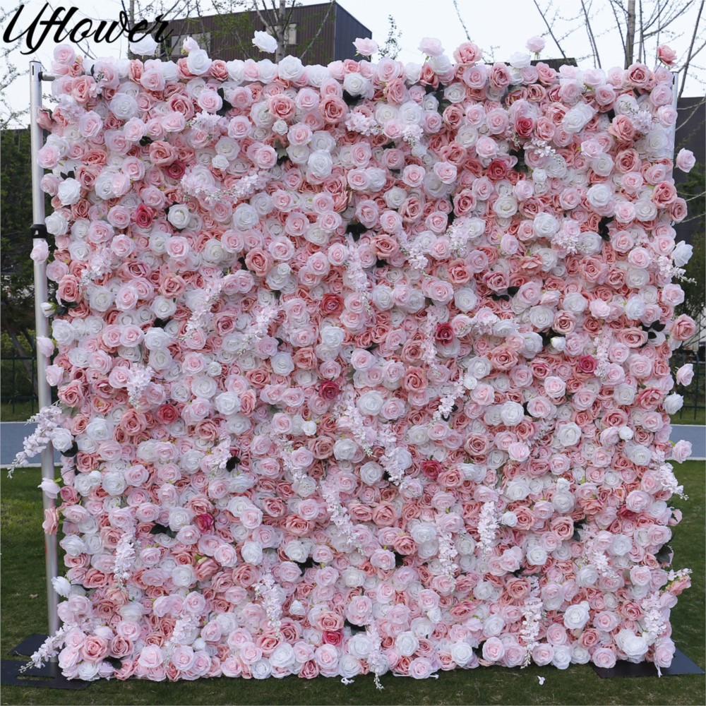 Uflower 5D Pink White Rose Clo - đánh giá và giá Wedding Backdrop Curtain