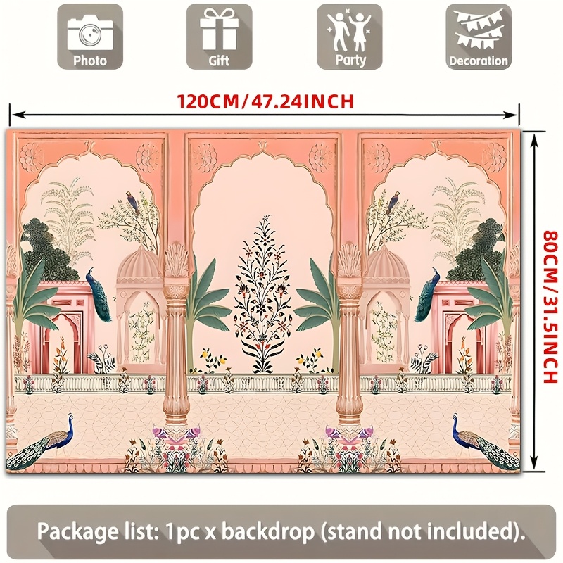 Ornate Mughal Floral Peacock B - đánh giá và giá Wedding Backdrop Curtain