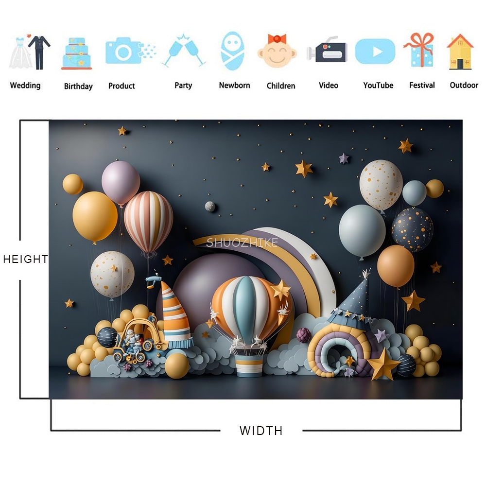 Photography Backdrop 3D Balloo - đánh giá và giá Wedding Qq