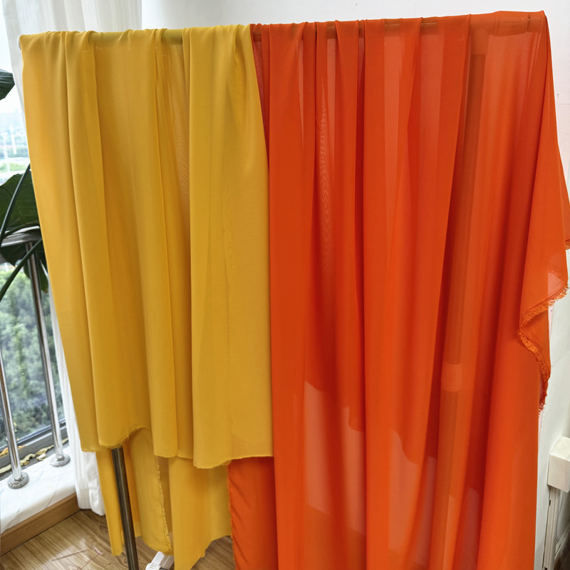 Yellow Orange Chiffon Fabric B - đánh giá và giá Wedding Backdrop Curtain