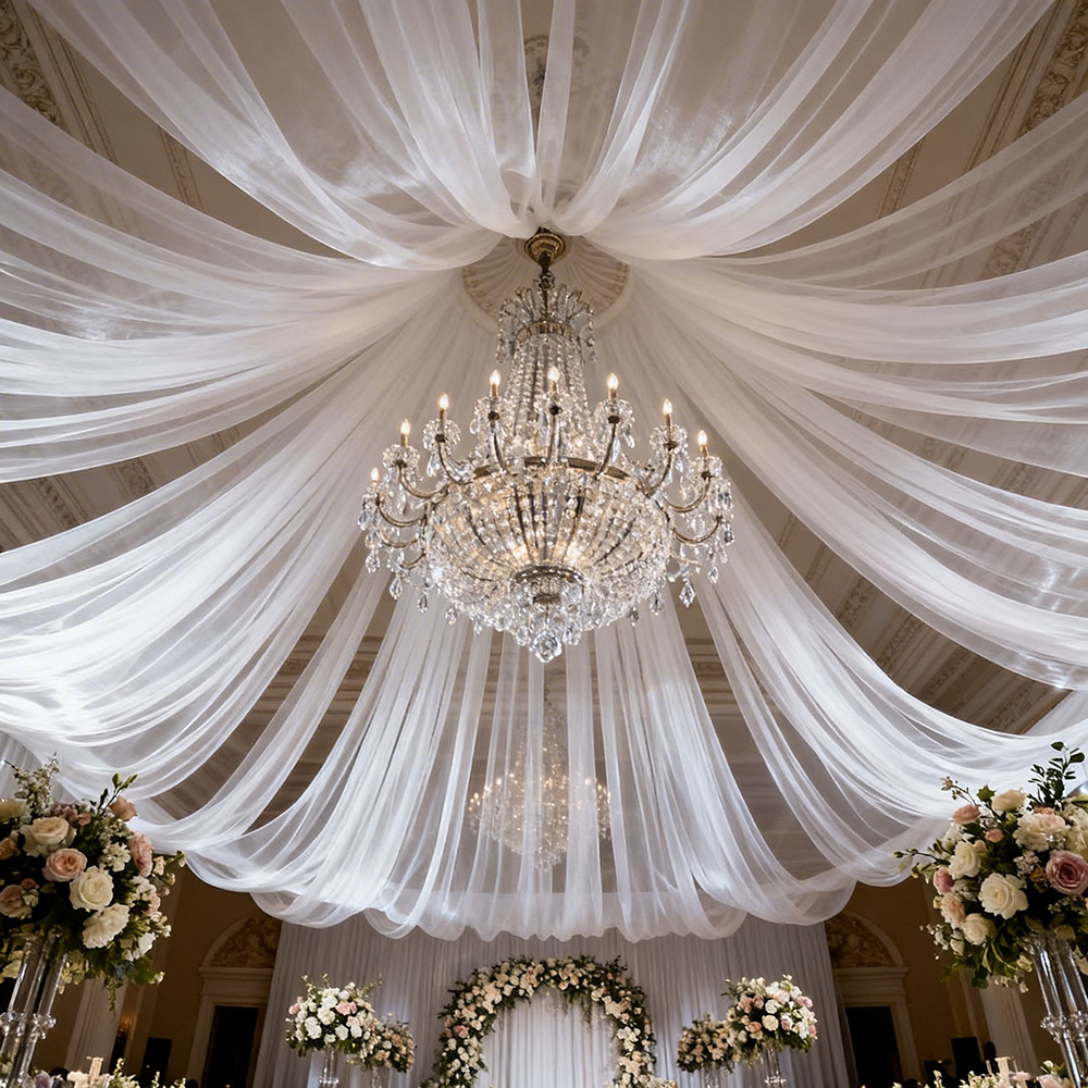 Extra Long Semi Transparent Tu - đánh giá và giá Wedding Backdrop Curtain